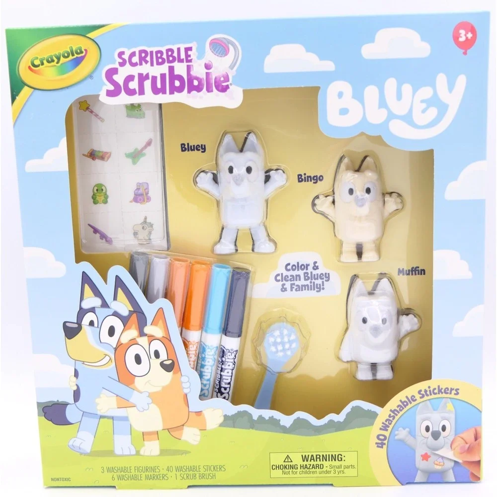 Crayola Scribble Scrubbie Bluey w/ Washable Figures, Markers & Stickers + Brush